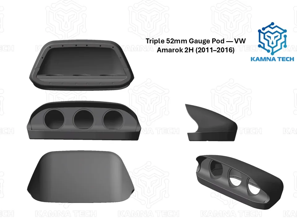 Custom 3D-Printed Triple 52mm Gauge Pod — VW Amarok 2H (2011–2016)
